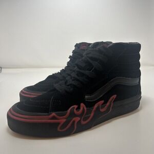 Vans Sk8 Hi Flame Skateboard Sneakers Men's Size 3.5 Women's Size 5 Black/Red